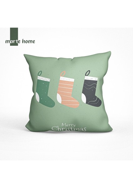 Yılbaşı & Christmas Çift Taraf Desen Baskılı Dekoratif Kırlent Kılıfı