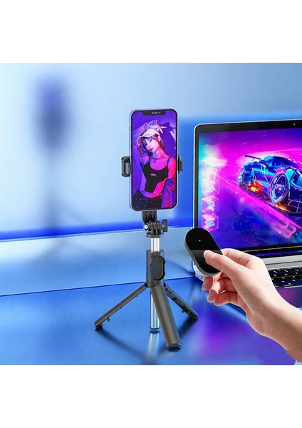 Orjinal Masa Tripodu Selfi Çubuk Telofon için Mini New Versiyon portatif Taşınabilir Kumandalı fiyatları