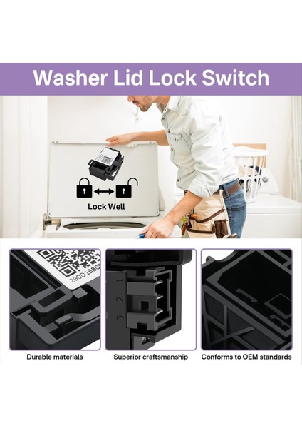 WH01X27954 Yıkayıcı Kapak Kilit Anahtarı Parça 290D1580P004 Ge Hotpoınt Üst Yükleme Yapayacak Makine (Yurt Dışından) indirimleri