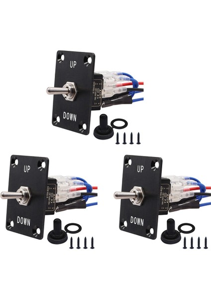 3x Rocker Geçiş Anahtarları Anlık 6 Pin 3 Konum (Açık) -Off- (Açık) Yukarı/aşağı Polarite Ters Anahtarı Panel ile (Yurt Dışından)