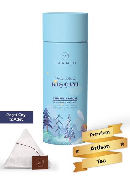 Kış Çayı – 12 Poşet – Premium Karışım – Kuşburnu, Hibiskus, Tarçın, Zencefil, Portakal, Karanfil