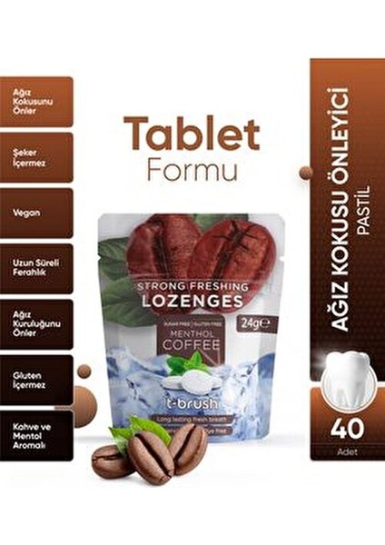 Kahve ve Nane Aromalı Ferahlatıcı Ağız Pastili 24 g Alkolsüz Şekersiz Uzun Süre Ferah Nefes fiyatları