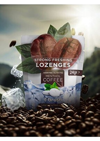 Kahve ve Nane Aromalı Ferahlatıcı Ağız Pastili 24 g Alkolsüz Şekersiz Uzun Süre Ferah Nefes indirimleri