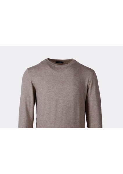 Erkek Triko Bisiklet Yaka Bej Yün Görünümlü Tüylenmez 3009 fırsatları