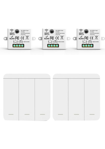 3pcs Kablosuz Işık Duvar Anahtarı Rf 433MHZ Röle Alıcı 2x 3gang Panel Anahtarı LED Lamba Için LED Uzaktan Kumanda (Yurt Dışından)