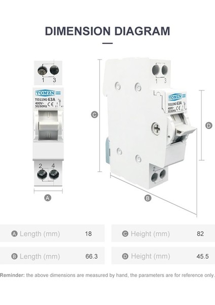 Tomzn TO119G 1p 63A Mts Çift Güç Manuel Transfer Izole Anahtar Kilit Kilit Kesici (Yurt Dışından) fiyatları