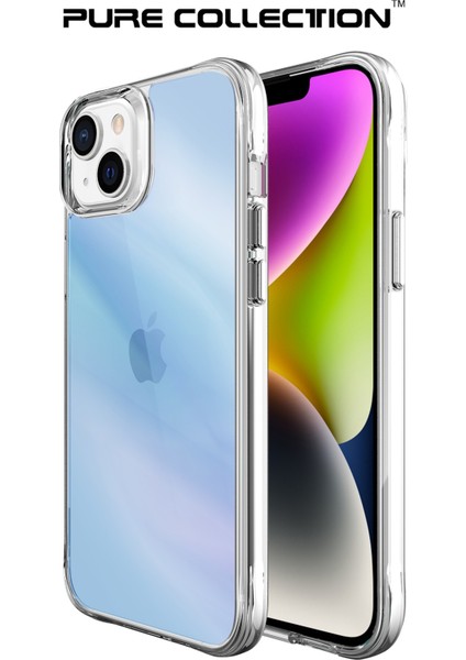 iPhone 14 Plus / 15 Plus Pure Rainbow Renk Geçişli Şeffaf Kılıf Çizilmeye Dayanıklı Darbe Emici Mavi