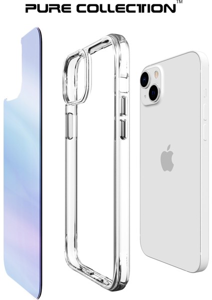 iPhone 14 Plus / 15 Plus Pure Rainbow Renk Geçişli Şeffaf Kılıf Çizilmeye Dayanıklı Darbe Emici Mavi fırsatları