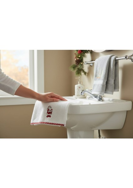 2'li Yıl Başı Desenli Havlu 100% Pamuklu 50×70 cm Hediyelik