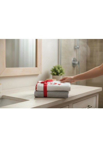 2'li Yıl Başı Desenli Havlu 100% Pamuklu 50×70 cm Hediyelik modelleri