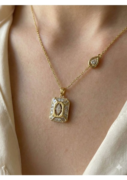 Paslanmaz, Kararmaz, Günlük Kullanıma Uygun Taşlı Kadın Kolye