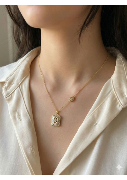 Paslanmaz, Kararmaz, Günlük Kullanıma Uygun Taşlı Kadın Kolye fiyatları