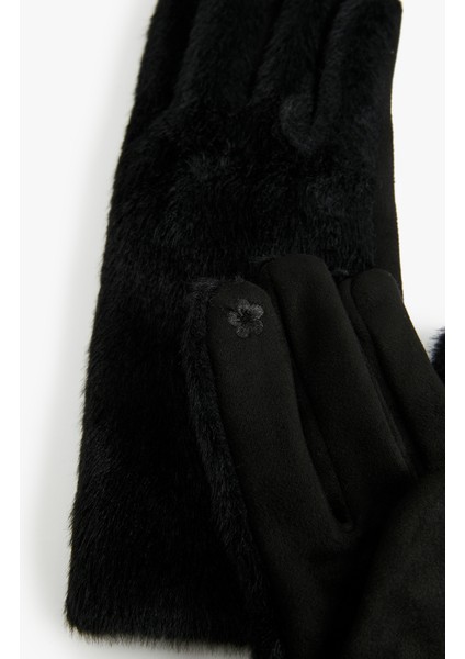 Peluş Detaylı Suni Süet Işleme Detaylı Eldiven modelleri