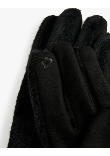 Peluş Detaylı Suni Süet Işleme Detaylı Eldiven fırsatları