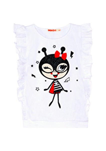 Bug Love Kız Çocuk T-shirt Şort Takım Rahat Kesim Yazlık Desenli