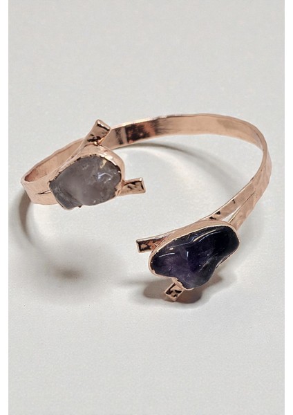 Saf Bakır & Ametist – Gül Kuvars Taşlı Bileklik | Aşk, Denge & Antik Enerji fiyatları