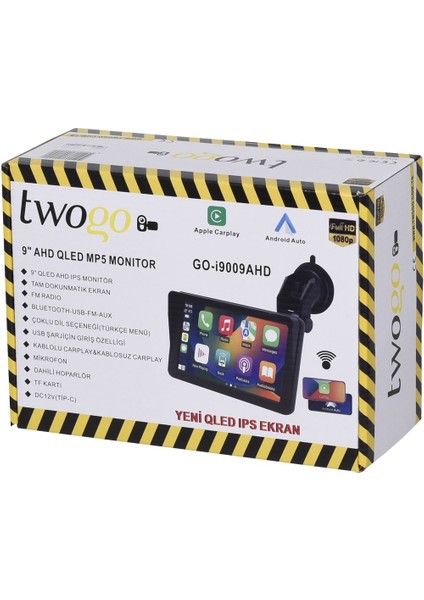 9'' Apple Carplay Android Auto Ahd QLED IPS Mp5 Monitör GO-İ9009 Ahd