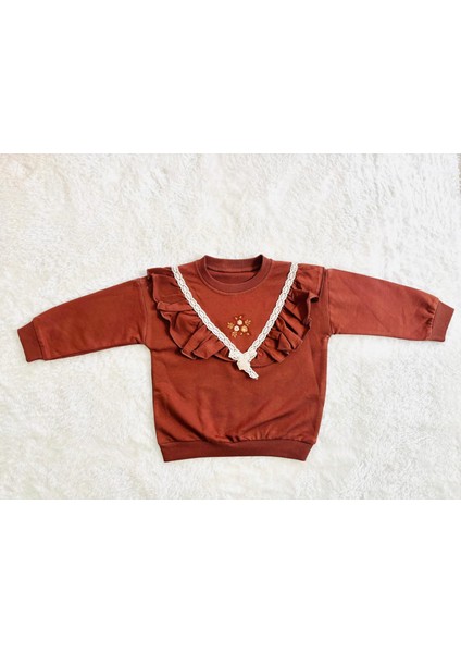 Dantel Fırfır Detaylı Kız Çocuk 2’li Takım – Çiçek Baskılı Ribana Tayt ve Sweatshirt indirimleri