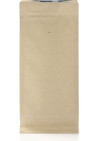 Valfli Flat Bottom Açık Kraft Alüminyum Önden Kilitli Ambalaj 14X33+5 CM-1000 Gr. 400 Adet