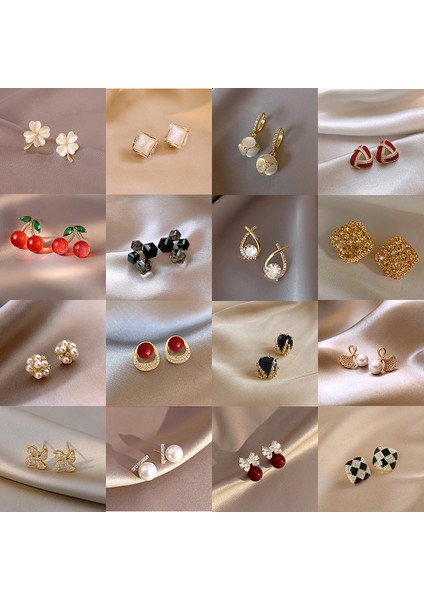 925 Gümüş Iğne Ağ Kırmızı Inci Küpe Fransız Retro Işık Lüks Niş Kıdemli Küpe Duygusu Kadın Mizaç Küpe (Yurt Dışından) fiyatları