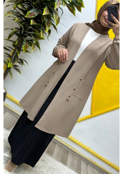 Kadın Büyük Beden Ottoman Cepli Çelik Hırka