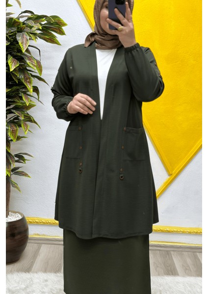 Kadın Büyük Beden Ottoman Cepli Çelik Hırka