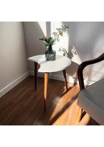 Ahşap Ayaklı Koltuk Yanı Ceviz C Sehpa - Oturma Odası Dekorasyonu