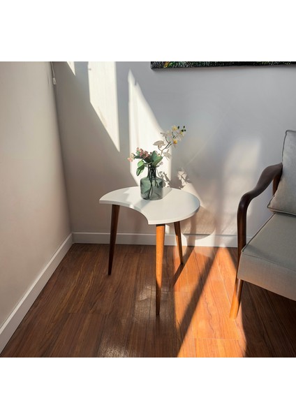 Ahşap Ayaklı Koltuk Yanı Ceviz C Sehpa - Oturma Odası Dekorasyonu