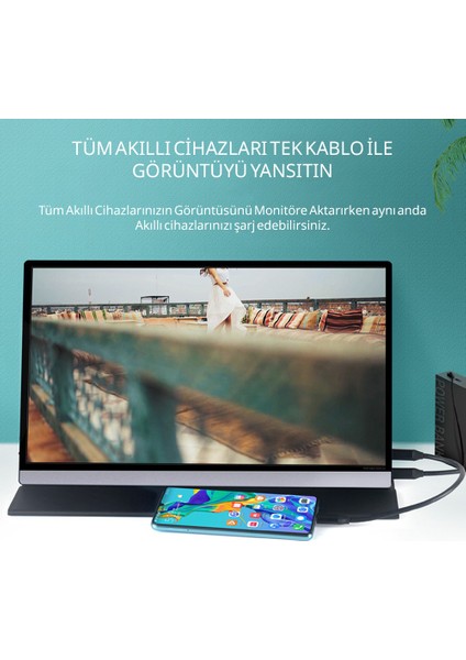 15.6 Full Hd Dokunmatik Taşınabilir Monitör | Tek Kablo Bağlantı | Portable Monitör Kılıflı Vesa Uyumlu indirimleri