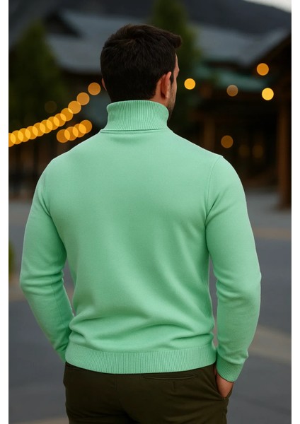 Erkek Günlük Dar Mint Tam Balıkçı Yaka Kazak indirimleri