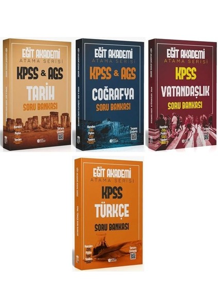 Eğit Akademi 2026 Kpss Tarih + Coğrafya + Vatandaşlık + Türkçe Atama Serisi Soru Bankası 4 Lü Set