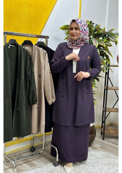 Kadın Büyük Beden Ottoman Cepli Çelik Hırka