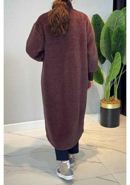 Broş Detaylı Angora Kaban Mont 15231 Kahverengi fırsatları