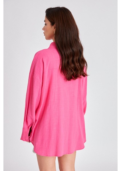 Oversıze Fuşya Gömlek 4763-02 fiyatları
