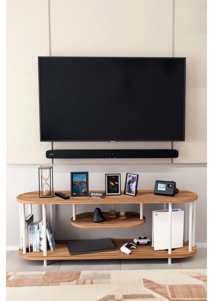 Modern Tv Ünitesi Ahşap Raflı 2 Katlı Televizyon Sehpası Minimalist,dayanıklı, Tv Standı Beyaz Demir modelleri