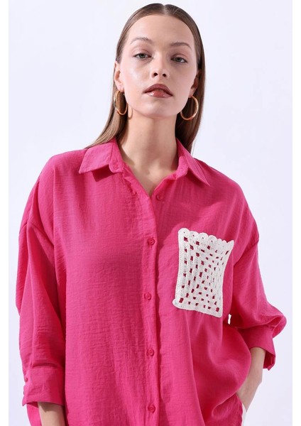 Örgü Cepli Fuşya Gömlek 34158