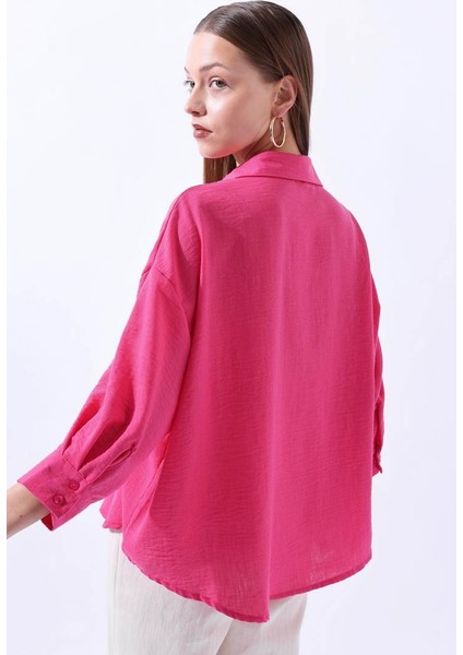 Örgü Cepli Fuşya Gömlek 34158