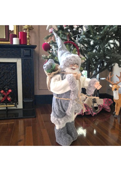 Lüks Yılbaşı Noel Baba Dekoru 45CM Gri-Beyaz AST7366 fiyatları