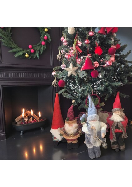 Lüks Yılbaşı Noel Baba Dekoru 45CM Gri-Beyaz AST7366 modelleri
