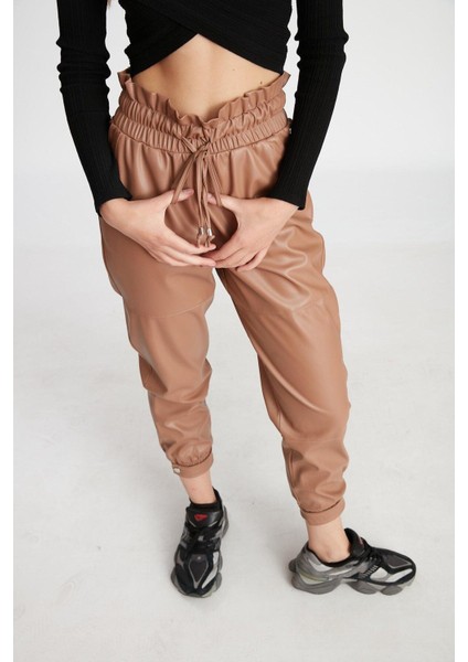 Perry Paçası Çırtçıtlı Deri Pantolon Taba 50222-01 fiyatları