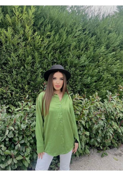Saten Yeşil Gömlek