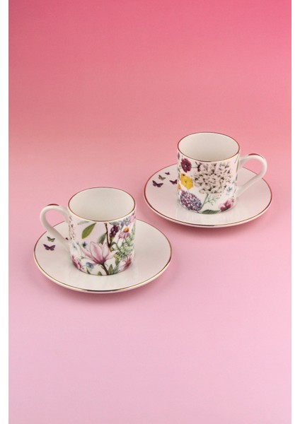 Olivia Altın Yaldızlı 2 Kişilik Kahve Fincan Takımı