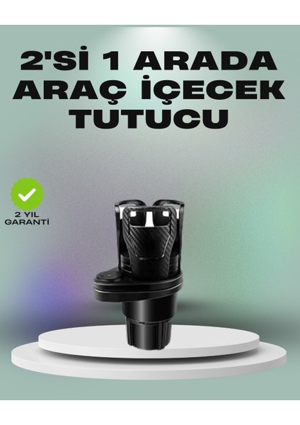 Araba Çift Bardak Tutucu 360° Dönebilen Ikisi Bir Arada Ayarlanabilir