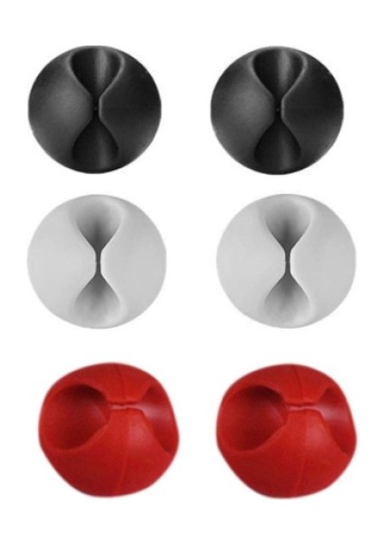 Yapışkanlı Kablo Sabitleyici Düzenleyici 6'lı Renkli Paket