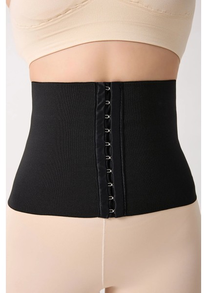 Tolfa Uzun Model Beli Saran Karın ve Göbek Toparlayıcı Esnek Korse Siyah Renk