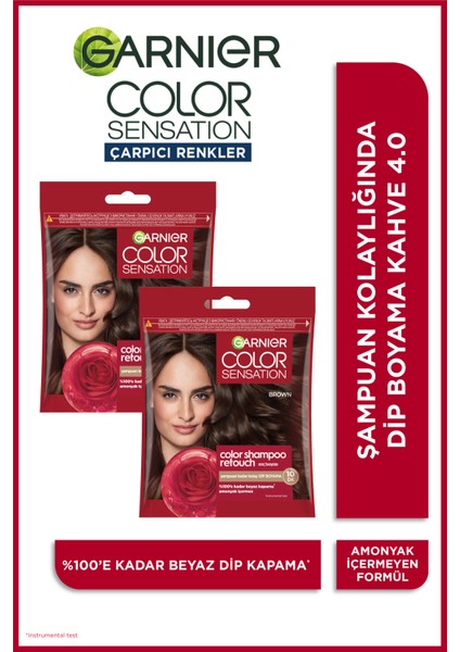 2'li color Shampoo Retouch Şampuan Kolaylığında Dip Boyası, Kahve 4.0