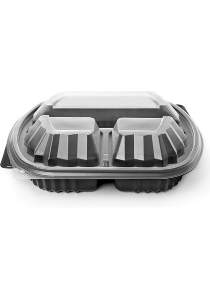 Mikrodalga 3 Bölmeli Sıcak Yemek Kabı 50 Adet