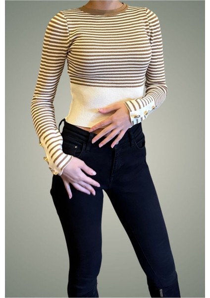 Çizgili Triko Kazak 24K190064 modelleri