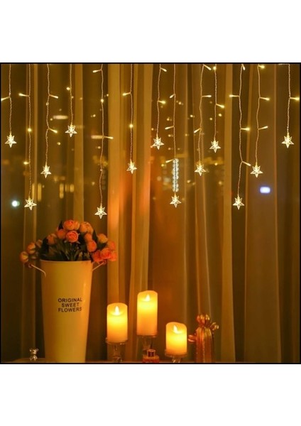 4 Metre 19 Saçaklı Yıldız Perde LED Işık Seti
