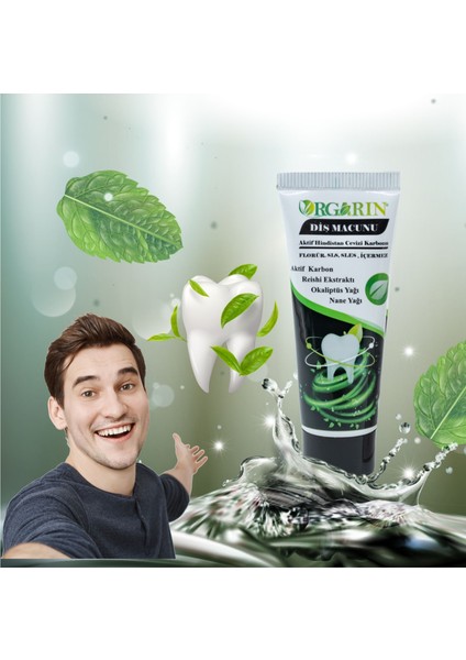 Aktif Karbonlu Beyazlatıcı Diş Macunu SLS İçermez 75 ml Nane ve Okaliptüs Aromalı modelleri